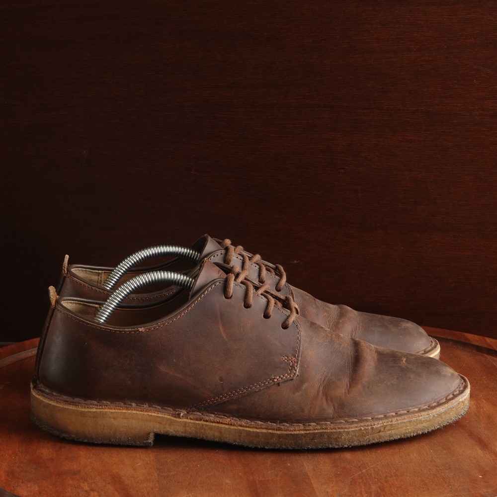 Clarks Shoes Mens SZ 10M Brown Originals Desert London Leather Crepe Sole Derby